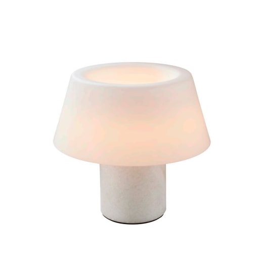 ABAJUR CAMPANA 3000K 3,5W 28X25,5CM BIVOLT MÁRMORE E VIDRO BRANCO E JATEADO | BELLA ILUMINAÇÃO CAM1AB01BR10