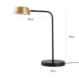 ABAJUR LED DE MESA ZAVI 7W 3000K OURO FOSCO E PRETO | NORDECOR 2551 ABAJUR LED DE MESA ZAVI 7W 3000K OURO FOSCO E PRETO | NORDECOR 2551