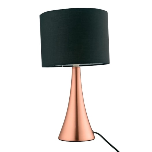 ABAJUR TURRET Ø20X36,5CM 1XE27 METAL COBRE E CÚPULA EM TECIDO PRETO | STUDIOLUCE WHITE QAB1069-PT ABAJUR TURRET Ø20X36,5CM 1XE27 METAL COBRE E CÚPULA EM TECIDO PRETO | STUDIOLUCE WHITE QAB1069-PT