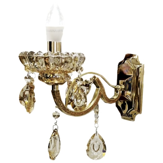 ARANDELA 23x08x20, E14X1, METAL+CRISTAL DOURADO | SINDORA DCB00409-1W ARANDELA 23x08x20, E14X1, METAL+CRISTAL DOURADO | SINDORA DCB00409-1W