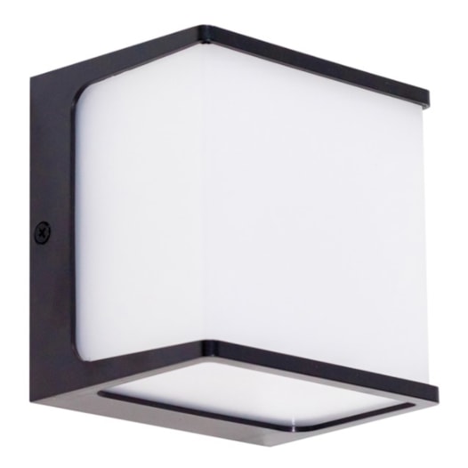 ARANDELA ARGEN QUADRADA 3000K 8W BIVOLT 12X12X9,2CM POLICARBONATO PRETO E BRANCO | BELLA ILUMINAÇÃO ARG1AR01PT012