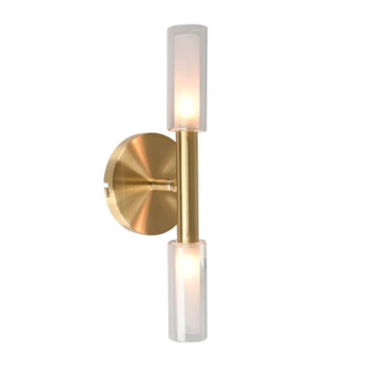 ARANDELA BELLA CAIENA LED 50W BIVOLT 10X12X28CM METAL E VIDRO BRANCO E DOURADO | BELLA ILUMINAÇÃO HP003