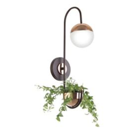 ARANDELA COM SUPORTE PARA PLANTA 1XG9 23X12X51CM METAL E VIDRO | OLD ARTISAN AR-5433/A