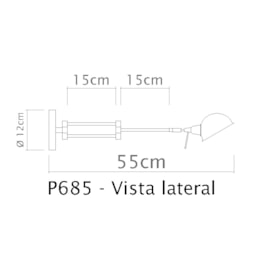 ARANDELA DANNY ARTICULADA 55CM LATÃO | GOLDEN-ART P685LT ARANDELA DANNY ARTICULADA 55CM LATÃO | GOLDEN-ART P685LT