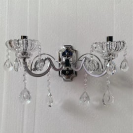 ARANDELA DE PAREDE 17X32X17CM CRISTAL E METAL CROMADO E TRANSPARENTE | SINDORA ILUMINAÇÃO DCB00405-2 ARANDELA DE PAREDE 17X32X17CM CRISTAL E METAL CROMADO E TRANSPARENTE | SINDORA ILUMINAÇÃO DCB00405-2