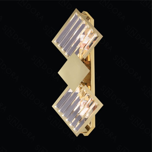 ARANDELA DE PAREDE 50X24CM CRISTAL E METAL DOURADO E TRANSPARENTE | SINDORA ILUMINAÇÃO DCB03953