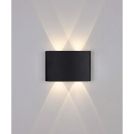 ARANDELA DE PAREDE LED CLESSIDRA FACHO DUPLO EXTERNO 3000K 4W BIVOLT 7,5X10X3,8CM ALUMÍNIO PRETO | OPUS LED OPS 81379