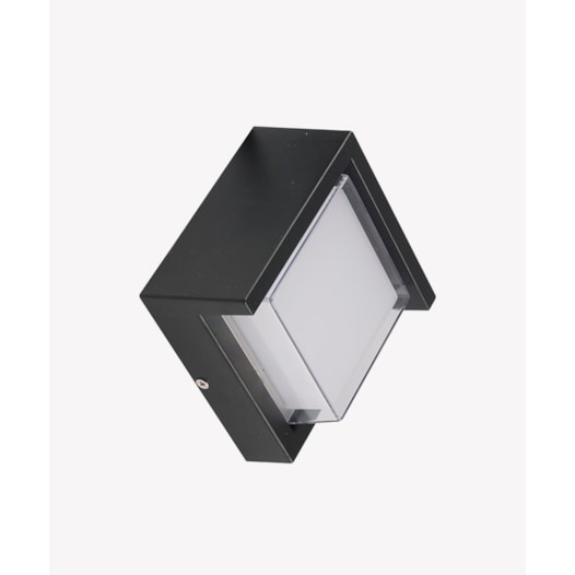 ARANDELA DE PAREDE LED IGLU QUADRADA 3000K 12W BIVOLT 16X16X10CM ALUMÍNIO E ACRÍLICO PRETO | OPUS LED OPS 33990