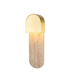 ARANDELA DE PAREDE LED LUNGO 1XG9 5W BIVOLT 13,5X6X40CM MARMORE E METAL BEGE E DOURADO | BELLA ILUMINAÇÃO LUN1AR01BG10