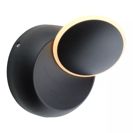 ARANDELA DE PAREDE LED MOON REDONDO 3000K 5W BIVOLT 17X14X7CM ALUMÍNIO PRETO | SL ILUMINAÇÃO 2004/14-69 ARANDELA DE PAREDE LED MOON REDONDO 3000K 5W BIVOLT 17X14X7CM ALUMÍNIO PRETO | SL ILUMINAÇÃO 2004/14-69