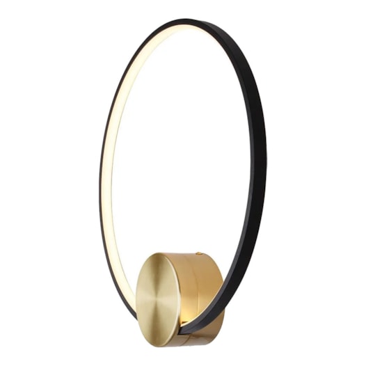 ARANDELA DE PAREDE LED SIGNO REDONDO 3000K 18W BIVOLT Ø42X7CM METAL E SILICONE PRETO, DOURADO E ESCOVADO | USINA IMPORTS UI20087/42PTDR ARANDELA DE PAREDE LED SIGNO REDONDO 3000K 18W BIVOLT Ø42X7CM METAL E SILICONE PRETO, DOURADO E ESCOVADO | USINA IMPORTS UI20087/42PTDR