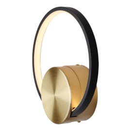 ARANDELA DE PAREDE LED SIGNO REDONDO 3000K 8W BIVOLT Ø24X7CM METAL E SILICONE PRETO, DOURADO E ESCOVADO | USINA IMPORTS UI20087/24PTDR ARANDELA DE PAREDE LED SIGNO REDONDO 3000K 8W BIVOLT Ø24X7CM METAL E SILICONE PRETO, DOURADO E ESCOVADO | USINA IMPORTS UI20087/24PTDR