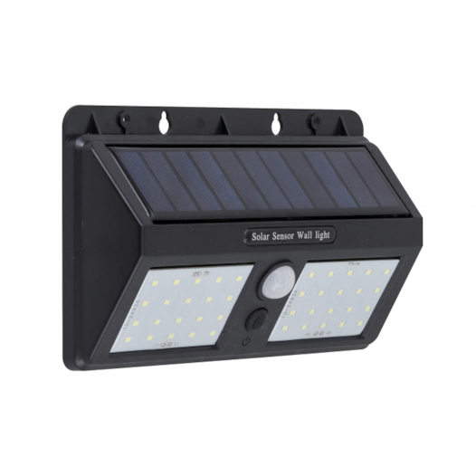 ARANDELA DE PAREDE LED ZYON PARA ENERGIA SOLAR COM SENSOR EXTERNO 3000K 8W PRETO | GAYA 9654