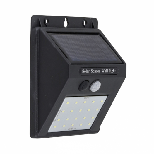 ARANDELA DE PAREDE LED ZYON PARA ENERGIA SOLAR COM SENSOR EXTERNO 6500K 4W PRETO | GAYA 9661