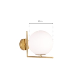 ARANDELA DE PAREDE MOON Ø20CM METAL E VIDRO DOURADO E BRANCO FOSCO | SKYLIGHT SKY-3008AR