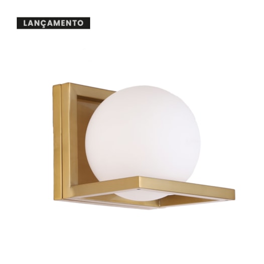 ARANDELA DE PAREDE MYSTIC 20X24X20CM METAL E VIDRO DOURADO E BRANCO FOSCO | SKYLIGHT SKY-3000AR