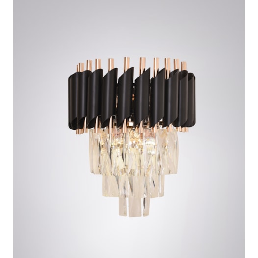 ARANDELA DE PAREDE Ø24X31CM CRISTAL E METAL PRETO E TRANSPARENTE | SINDORA ILUMINAÇÃO DCB03913 ARANDELA DE PAREDE Ø24X31CM CRISTAL E METAL PRETO E TRANSPARENTE | SINDORA ILUMINAÇÃO DCB03913