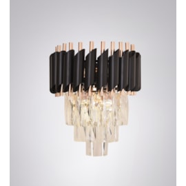 ARANDELA DE PAREDE Ø24X31CM CRISTAL E METAL PRETO E TRANSPARENTE | SINDORA ILUMINAÇÃO DCB03913 ARANDELA DE PAREDE Ø24X31CM CRISTAL E METAL PRETO E TRANSPARENTE | SINDORA ILUMINAÇÃO DCB03913