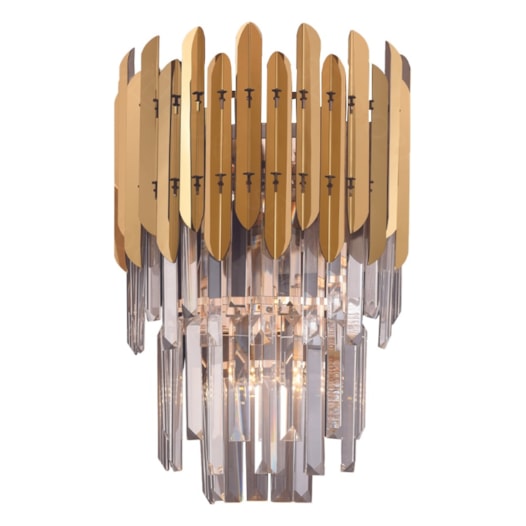 ARANDELA DE PAREDE Ø27X41CM CRISTAL E METAL DOURADO E TRANSPARENTE | SINDORA ILUMINAÇÃO DCB03908 ARANDELA DE PAREDE Ø27X41CM CRISTAL E METAL DOURADO E TRANSPARENTE | SINDORA ILUMINAÇÃO DCB03908