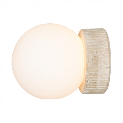 ARANDELA DE PAREDE PETRUS Ø12XCM PEDRA TRAVETINO E VIDRO BRANCO | BELLA ITALIA AR19400 ARANDELA DE PAREDE PETRUS Ø12XCM PEDRA TRAVETINO E VIDRO BRANCO | BELLA ITALIA AR19400