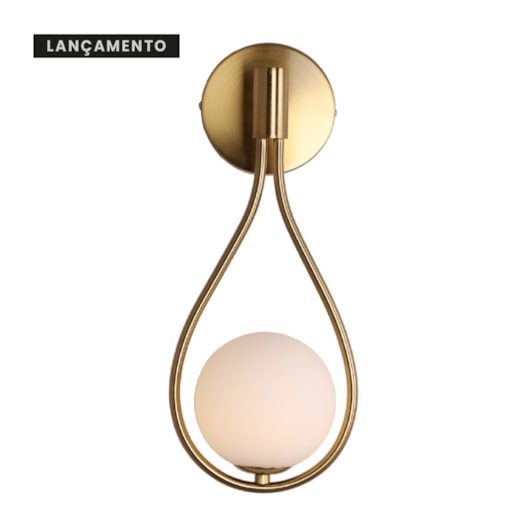 ARANDELA DE PAREDE STORK 31X14,5CM METAL E VIDRO DOURADO ESCOVADO E BRANCO FOSCO | SKYLIGHT SKY-3085AR ARANDELA DE PAREDE STORK 31X14,5CM METAL E VIDRO DOURADO ESCOVADO E BRANCO FOSCO | SKYLIGHT SKY-3085AR