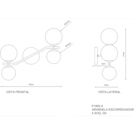 ARANDELA ESCORREGADOR 4 G9 PINTURA AÇO/ALUMÍNIO | GOLDEN-ART P1865-4PI ARANDELA ESCORREGADOR 4 G9 PINTURA AÇO/ALUMÍNIO | GOLDEN-ART P1865-4PI