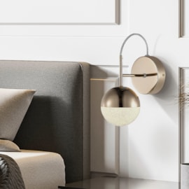 ARANDELA GLITTER 12X19X29CM LED 6W 3000K METAL E VIDRO FRENCH GOLD | +LUZ AR-181/6.21FG ARANDELA GLITTER 12X19X29CM LED 6W 3000K METAL E VIDRO FRENCH GOLD | +LUZ AR-181/6.21FG