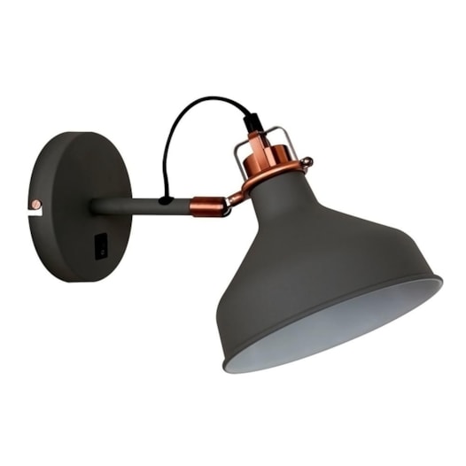 ARANDELA HAMAR 33,5X19X21CM 1XE27 METAL CINZA E DETALHE EM METAL COBRE | STUDIOLUCE WHITE QAR1154-CZ ARANDELA HAMAR 33,5X19X21CM 1XE27 METAL CINZA E DETALHE EM METAL COBRE | STUDIOLUCE WHITE QAR1154-CZ