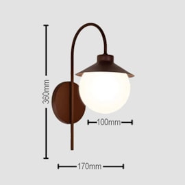 ARANDELA HAT EXTERNO 34X13X15CM METAL E VIDRO | TKS 1638 ARANDELA HAT EXTERNO 34X13X15CM METAL E VIDRO | TKS 1638