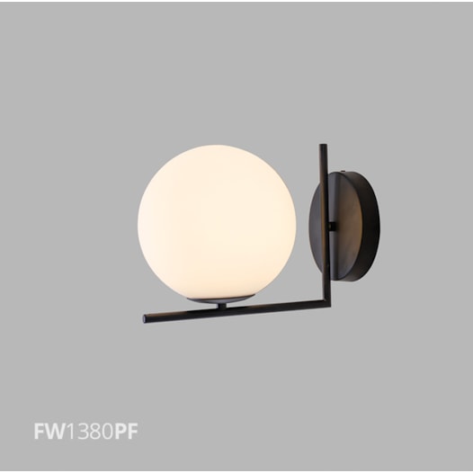 ARANDELA LATTEA 1X E27 30X21CM METAL PRETO FOSCO/VIDRO | FLAVO FW1380PF ARANDELA LATTEA 1X E27 30X21CM METAL PRETO FOSCO/VIDRO | FLAVO FW1380PF