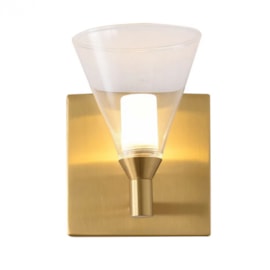 ARANDELA LED CÁLIX CÔNICO 2700K 3W BIVOLT 16X10X13CM METAL E VIDRO DOURADO E TRANSPARENTE | BELLA ILUMINAÇÃO OC020 ARANDELA LED CÁLIX CÔNICO 2700K 3W BIVOLT 16X10X13CM METAL E VIDRO DOURADO E TRANSPARENTE | BELLA ILUMINAÇÃO OC020