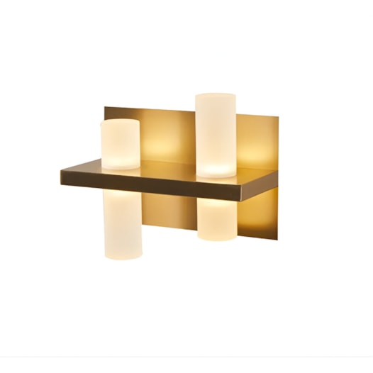 ARANDELA LED LOMME 2 FACHOS DOURADO FOSCO 3000K 12W | NORDECOR 2728