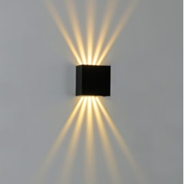 ARANDELA LED MONIU QUADRADO FACHO DUPLO EXTERNO 3000K 10W BIVOLT 10X10X6CM ALUMÍNIO PRETO | NORDECOR 2016 ARANDELA LED MONIU QUADRADO FACHO DUPLO EXTERNO 3000K 10W BIVOLT 10X10X6CM ALUMÍNIO PRETO | NORDECOR 2016