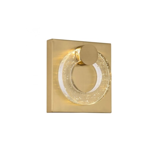 ARANDELA LED OGGI REDONDO METAL E ACRÍLICO DOURADO E TRANSPARENTE 6W 2700K| BELLA ILUMINAÇÃO OC016