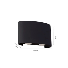 ARANDELA LED RANNE 3000K 12W PRETO | NORDECOR 2336