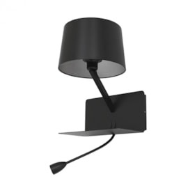 ARANDELA LED TUTI 3000K 3W BIVOLT 36X35X26CM METAL E TECIDO PRETO | BELLA ILUMINAÇÃO ML011B