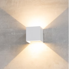 ARANDELA LED VONA QUADRADO FACHO DUPLO AJUSTÁVEL EXTERNO 3000K 6W BIVOLT 10X10X10CM ALUMÍNIO BRANCO | NORDECOR 2098