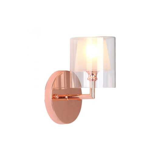 ARANDELA MAISON METAL E VIDRO COBRE E TRANSPARENTE 1XG9 | BELLA ILUMINAÇÃO MO0016E