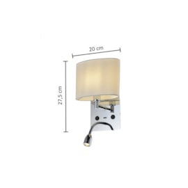 ARANDELA MELINA METAL, TECIDO E ACETATO BRANCA 1XE14 | HEVVY 0942 SL-5825/W1 ARANDELA MELINA METAL, TECIDO E ACETATO BRANCA 1XE14 | HEVVY 0942 SL-5825/W1