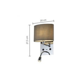 ARANDELA MELINA METAL, TECIDO E ACETATO PRATA 1XE14 | HEVVY 0943 SL-5825/W1 GRAY ARANDELA MELINA METAL, TECIDO E ACETATO PRATA 1XE14 | HEVVY 0943 SL-5825/W1 GRAY