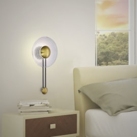 ARANDELA SCUDO 30X56CM LED 6W 3000K METAL E VIDRO PRETO COM BRONZE | +LUZ AR-176/6.30PBRO ARANDELA SCUDO 30X56CM LED 6W 3000K METAL E VIDRO PRETO COM BRONZE | +LUZ AR-176/6.30PBRO