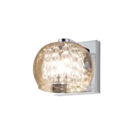 ARANDELA SOHO METAL E VIDRO CROMADO TRANSPARENTE E ÂMBAR 1XG9 | BELLA ILUMINAÇÃO HO7616AM ARANDELA SOHO METAL E VIDRO CROMADO TRANSPARENTE E ÂMBAR 1XG9 | BELLA ILUMINAÇÃO HO7616AM