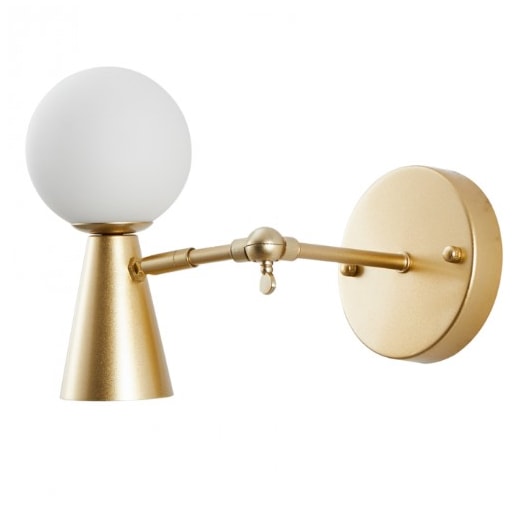 ARANDELA TEAS 1 DICROICA PAR16 1 HALOPIN 20X12X19CM METAL E VIDRO DOURADO FOSCO | NORDECOR 2471 ARANDELA TEAS 1 DICROICA PAR16 1 HALOPIN 20X12X19CM METAL E VIDRO DOURADO FOSCO | NORDECOR 2471