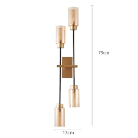 ARANDELA TOSH DUO 4XG9 DOURADO FOSCO E PRETO | NORDECOR 2554 ARANDELA TOSH DUO 4XG9 DOURADO FOSCO E PRETO | NORDECOR 2554