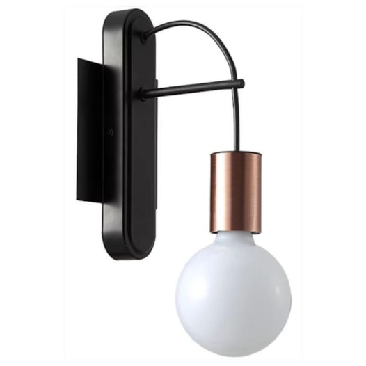 ARANDELA TRACE Ø12X22CM 1XE27 METAL PRETO COM DETALHE EM COBRE | STUDIOLUCE WHITE QAR1351 ARANDELA TRACE Ø12X22CM 1XE27 METAL PRETO COM DETALHE EM COBRE | STUDIOLUCE WHITE QAR1351