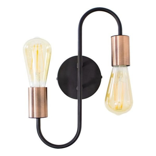 ARANDELA TRACE Ø22,5X32CM 2XE27 METAL PRETO COM DETALHE EM COBRE | STUDIOLUCE WHITE QAR1350 ARANDELA TRACE Ø22,5X32CM 2XE27 METAL PRETO COM DETALHE EM COBRE | STUDIOLUCE WHITE QAR1350