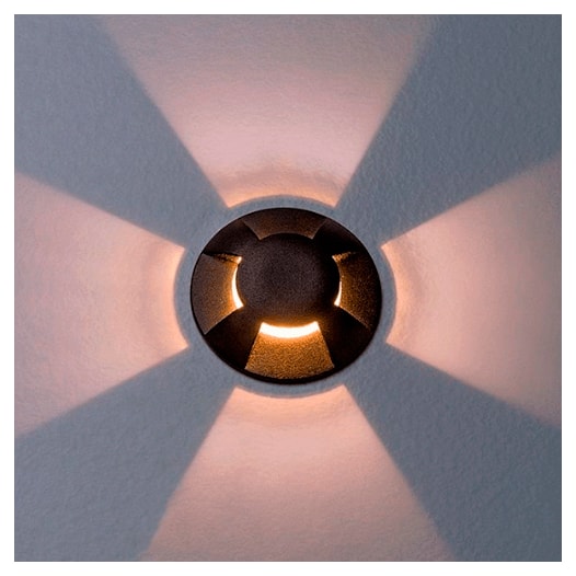 BALIZADOR DE SOLO CHÃO LED REDONDO 4 FACHOS EXTERNO ALUMÍNIO E PLÁSTICO PRETO IRC>82 0,75W 2700K | INTERLIGHT 3953-S BALIZADOR DE SOLO CHÃO LED REDONDO 4 FACHOS EXTERNO ALUMÍNIO E PLÁSTICO PRETO IRC>82 0,75W 2700K | INTERLIGHT 3953-S