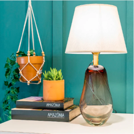 BASE ABAJUR LED 40W BIVOLT 42X15CM AMETISTA CRISTAL ROXO | BELLA ILUMINAÇÃO AME1AB01RX063