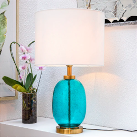 BASE DE ABAJUR ACQUA 43X19CM VIDRO AZUL METAL BRONZE | BELLA ILUMINAÇÃO ACQ1AB01AZ065 BASE DE ABAJUR ACQUA 43X19CM VIDRO AZUL METAL BRONZE | BELLA ILUMINAÇÃO ACQ1AB01AZ065