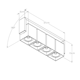 BLOCK PLAFON BIVOLT 37X7X14CM 4X AR70 | BELLA ITALIA PL10508